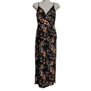 American Eagle Outfitters Strappy Floral Flowy Slit Leg Jumpsuit Resort Vacation